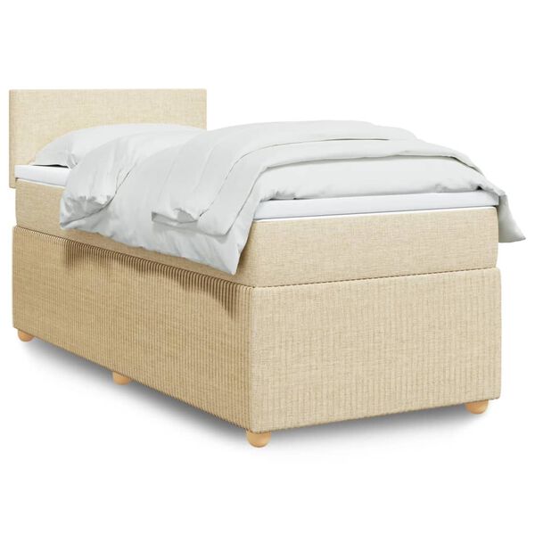 vidaXL Posteľn&yacute; r&aacute;m boxspring s matracom kr&eacute;mov&yacute; 90x190 cm l&aacute;tka