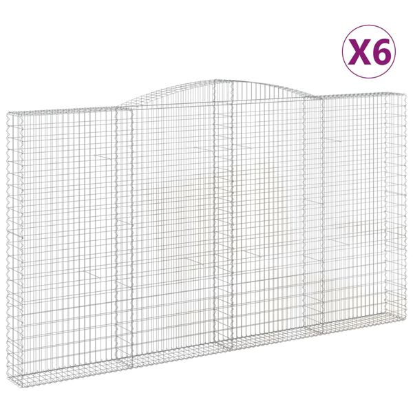 vidaXL Oblúkový gabionový kôš 6 ks 400x30x220/240cm pozinkované železo