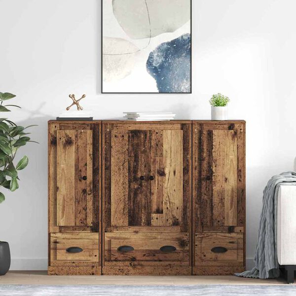 vidaXL Highboard so z&aacute;suvkou 3 pcs Star&eacute; drevo Kompozitn&eacute; drevo