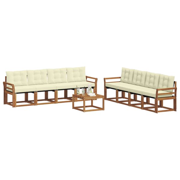 vidaXL Z&aacute;hradn&aacute; s&uacute;prava gaučov s vank&uacute;&scaron;om 9 pcs Pr&iacute;rodn&aacute; a kr&eacute;mov&aacute;