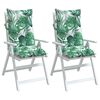 vidaXL Podušky na stoličky s vysokým operadlom 2 ks vzor lístia látka