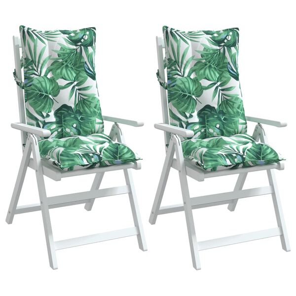 vidaXL Podušky na stoličky s vysokým operadlom 2 ks vzor lístia látka