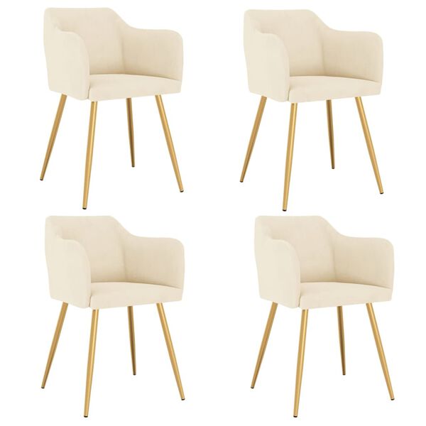 vidaXL Jed&aacute;lensk&eacute; stoličky 4 ks kr&eacute;mov&eacute; zamatov&eacute;