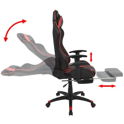 vidaXL Polohovacie kancelárske herné kreslo s podnožkou, červené
