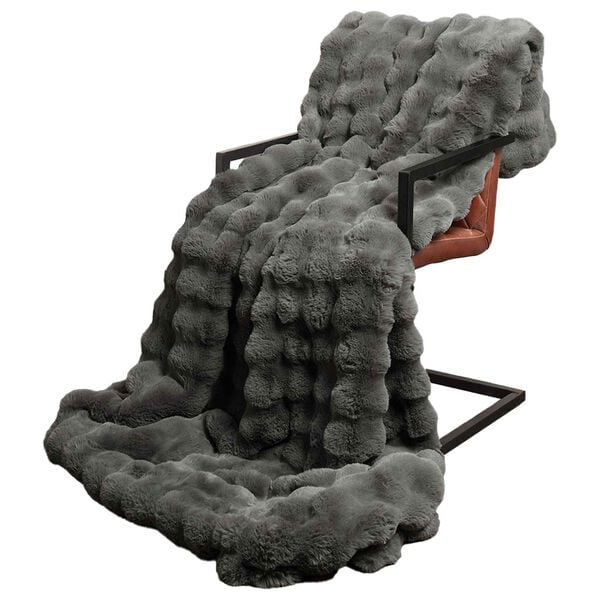 vidaXL Umelý králičí kožušinový pléd Tmavo šedá 130 x 150 cm Polyester