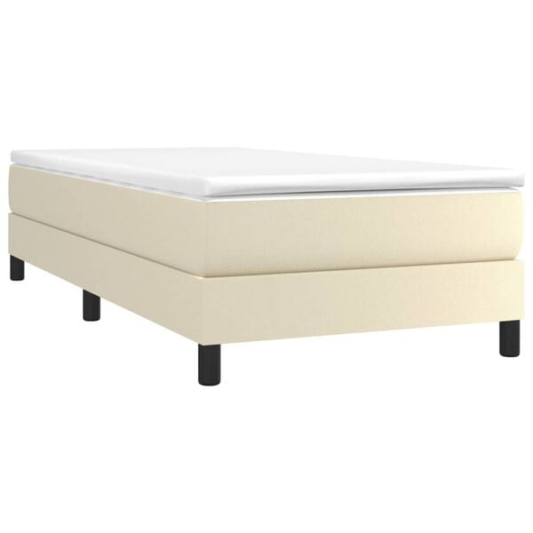 vidaXL Boxspring posteľ s matracom kr&eacute;mov&aacute; 90x190 cm umel&aacute; koža