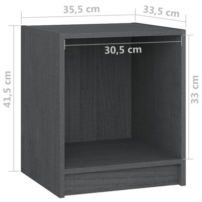vidaXL Nočný stolík sivý 35,5x33,5x41,5 cm borovicový masív
