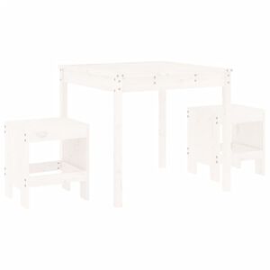 vidaXL 3-dielna z&aacute;hradn&aacute; bistro s&uacute;prava biela borovicov&yacute; mas&iacute;v