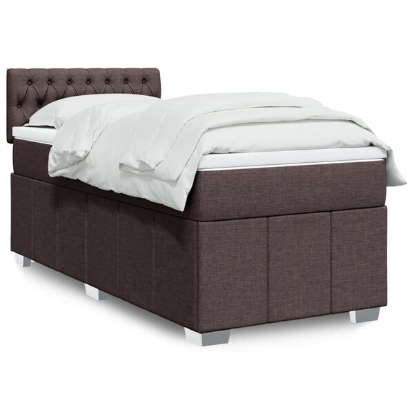 vidaXL Boxspring posteľ s matracom tmavohned&aacute; 90x190 cm l&aacute;tka