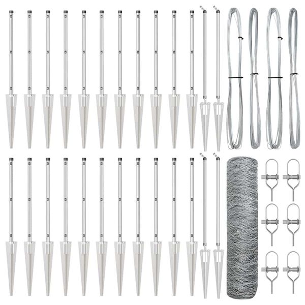 vidaXL Stĺp na plot. Strieborn&aacute; 50 x 0,6 m (36 mm sieť) Oceľ