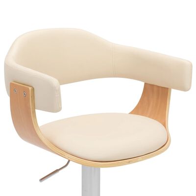 vidaXL Barové stoličky 2 ks krémové ohýbané drevo a umelá koža