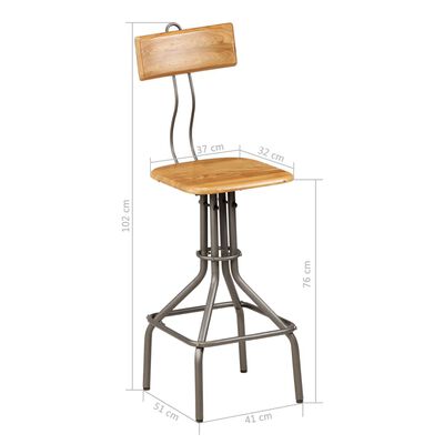 vidaXL Barové stoličky 2 ks, recyklované tíkové drevo