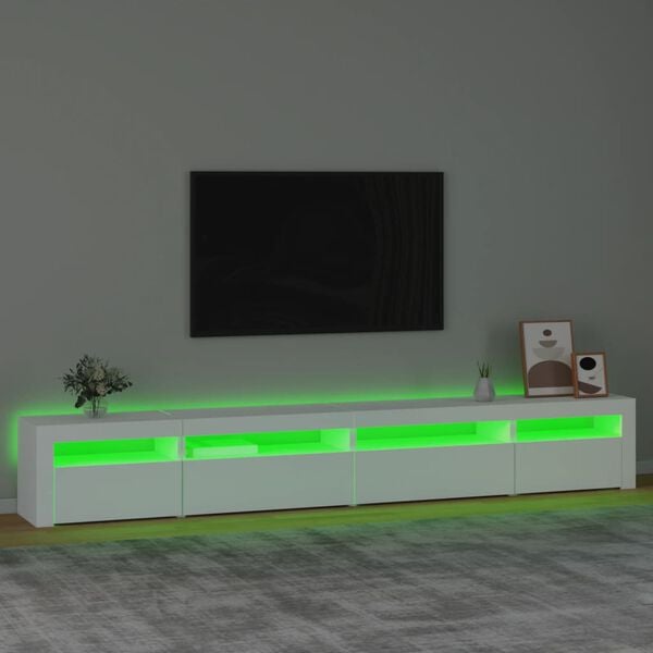 vidaXL TV skrinka s LED svetlami biela 270x35x40 cm