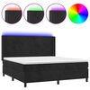 vidaXL Posteľ boxsping s matracom a LED čierna 180x200 cm zamat