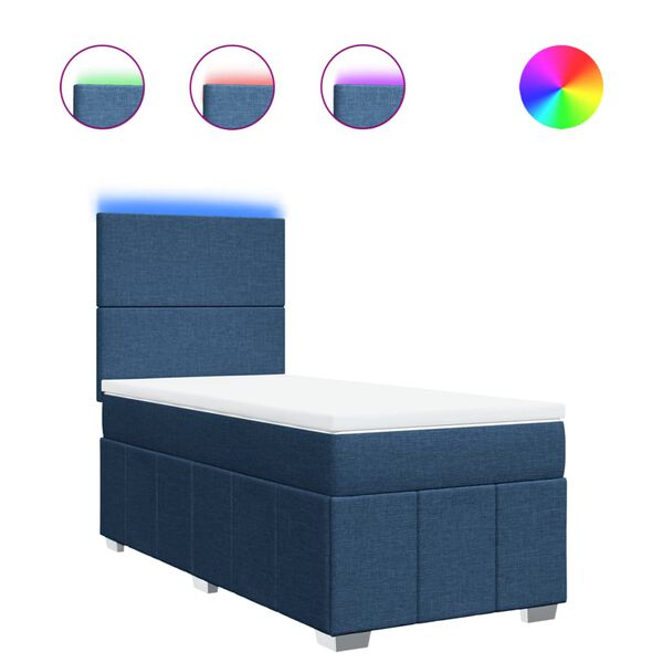 vidaXL Posteľn&yacute; r&aacute;m boxspring s matracom modr&yacute; 90x200 cm l&aacute;tka