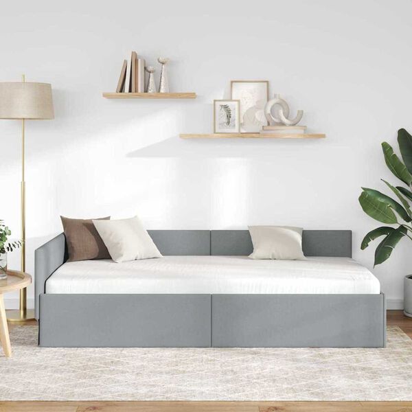 vidaXL Rohový rám postele Svetlosivá 90 cm x 190 cm Zamat