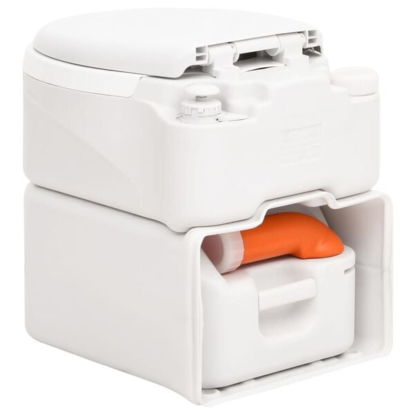 vidaXL Integrovan&eacute; kempingov&eacute; WC biele 24+17 l HDPE a PP