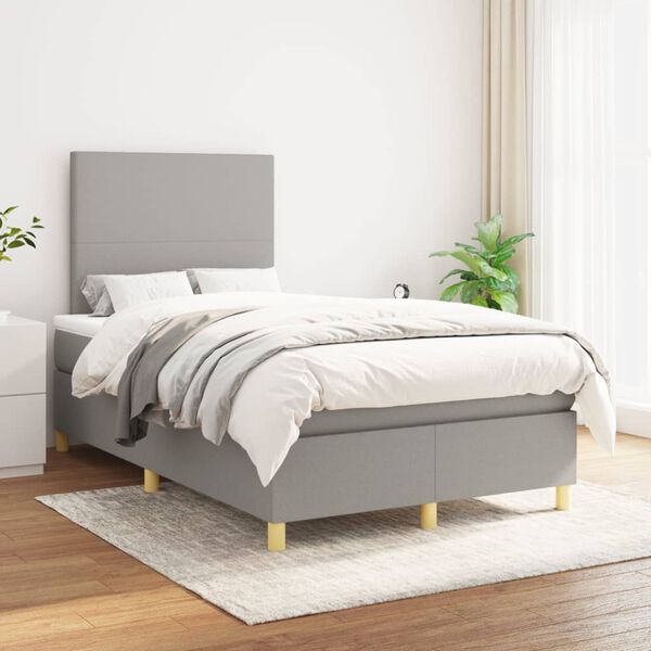 vidaXL Boxspring posteľ s matracom bledosiv&aacute; 120x200 cm l&aacute;tka