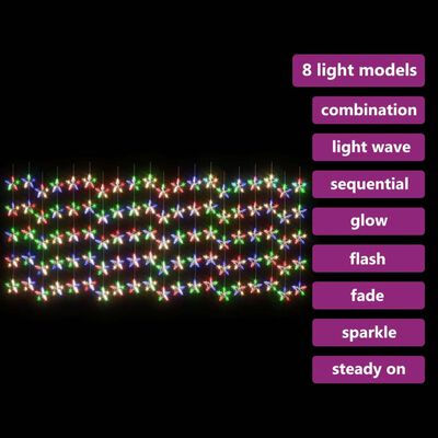 vidaXL LED svetelný záves s hviezdami 500 LED farebný 8 funkcií