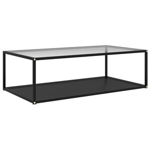 vidaXL Konferenčn&yacute; stol&iacute;k, priehľadn&yacute;+čierny 120x60x35cm, tvrden&eacute; sklo