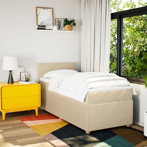 vidaXL Posteľn&yacute; r&aacute;m boxsping s matracom kr&eacute;mov&yacute; 80x200 cm l&aacute;tka