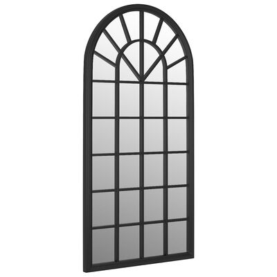 vidaXL Záhradné zrkadlo čierne 90x45 cm exteriérové železo