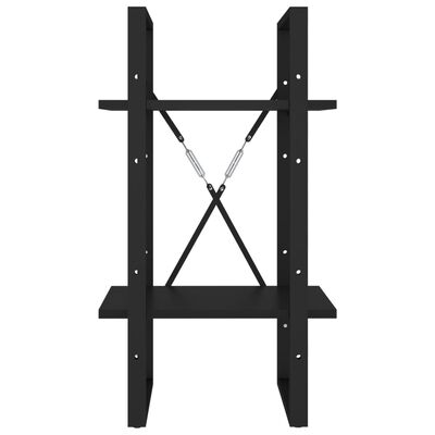 vidaXL Knižnica s 2 policami, čierna 40x30x70 cm, drevotrieska