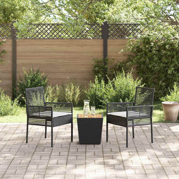vidaXL Z&aacute;hradn&yacute; bistro set 3 pcs Čierna polyratan