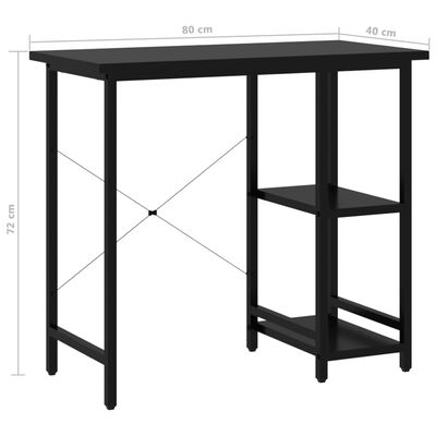 vidaXL Počítačový stôl, čierny 80x40x72 cm, MDF a kov