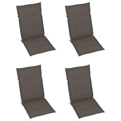 vidaXL Záhradné stoličky 4 ks so sivohnedými podložkami teakový masív