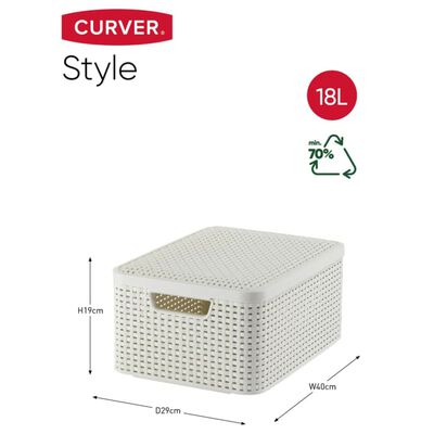 Curver Úložný box s vekom Style M 18L krémová biela