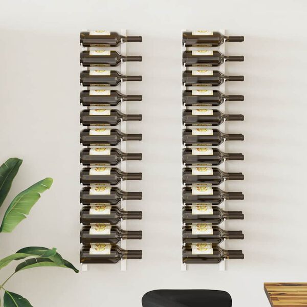 vidaXL N&aacute;stenn&yacute; stojan na v&iacute;no na 24 flia&scaron; 2 ks biely železn&yacute;