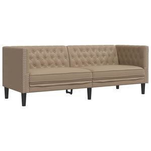 VidaXL Pohovka chesterfield 3-miestna kapuč&iacute;nov&aacute; umel&aacute; koža