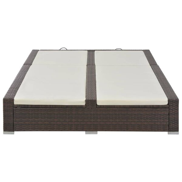 vidaXL Dvojit&eacute; z&aacute;hradn&eacute; ležadlo, polyratan, hned&eacute;