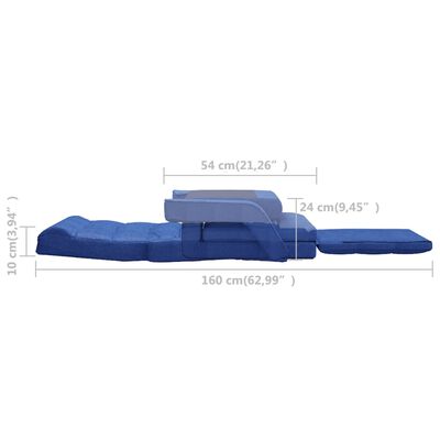 vidaXL Skladacia podlahová stolička s funkciou lôžka modrá látka
