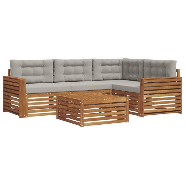 vidaXL Z&aacute;hradn&aacute; s&uacute;prava gaučov s vank&uacute;&scaron;om 5 pcs Pr&iacute;rodn&aacute; a svetlosiv&aacute;