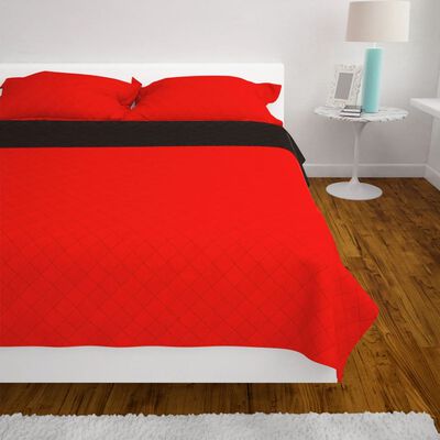 vidaXL Obojstranná posteľná prikrývka, červená a čierna, 230 x 260 cm