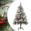 vidaXL Umel&yacute; vianočn&yacute; stromček Zelen&aacute; a biela 150 cm PVC, kov a plast