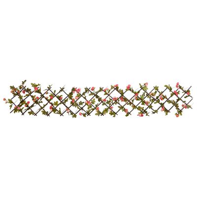 vidaXL Rozťahovacia mriežka s umelým brečtanom 5 ks ružová 180x20 cm