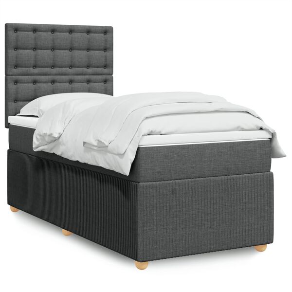 vidaXL Boxspring posteľ s matracom tmavosiv&aacute; 90x200 cm l&aacute;tka