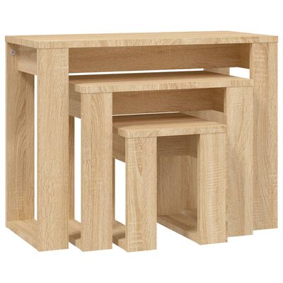 vidaXL Zasúvacie stolíky 3 ks, dub sonoma, kompozitné drevo