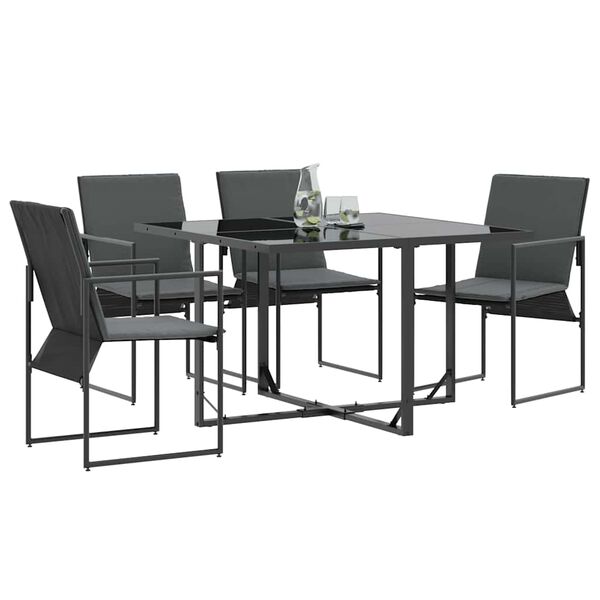 vidaXL Stolička s vank&uacute;&scaron;om 4 pcs Čierna a antracit Textil&eacute;n