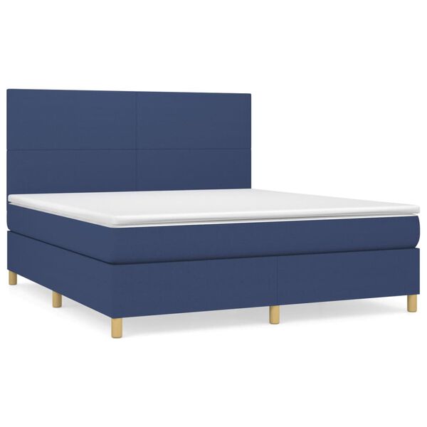 vidaXL Posteľn&yacute; r&aacute;m boxspring s matracom modr&yacute; 180x200 cm l&aacute;tka