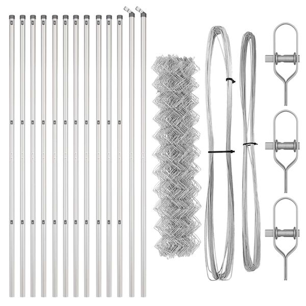 vidaXL Reťazový plot so stĺpmi Strieborná 1.2 x 25 m Oceľ