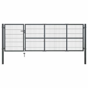 vidaXL Z&aacute;hradn&aacute; br&aacute;na so stĺpikmi oceľov&aacute; 350x100 cm antracitov&aacute;