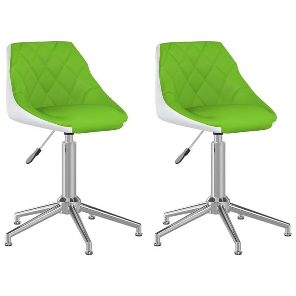 vidaXL Otočn&eacute; jed&aacute;lensk&eacute; stoličky 2 ks zelen&eacute; a biele umel&aacute; koža