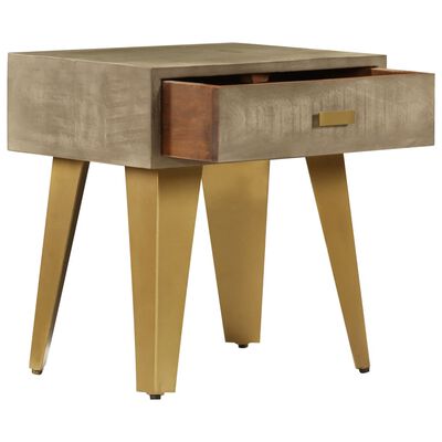 vidaXL Nočný stolík 45x35x48 cm masívne mangovníkové drevo a liatina