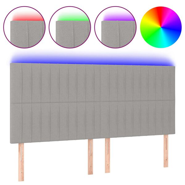 vidaXL Čelo postele s LED bledosiv&eacute; 180x5x118/128 cm l&aacute;tka