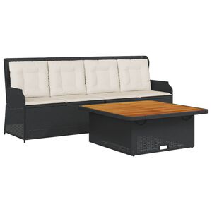 vidaXL 3-dielna z&aacute;hradn&aacute; sedacia s&uacute;prava s podložkami polyratan čierna