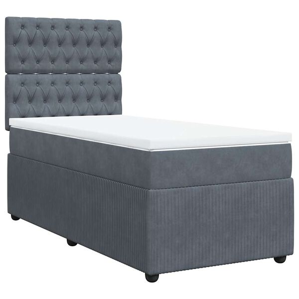 vidaXL Posteľný rám boxspring s matracom tmavosivý 90x190 cm zamat